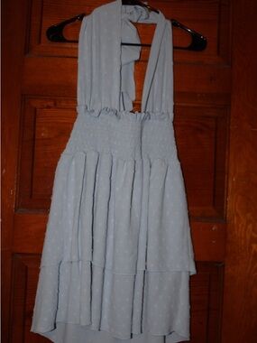 SHEIN Light Blue Halter Mini Dress